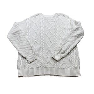 Hollister White Waffle Knit Chunky Sweater Bella Swan Cottagecore Academia XS